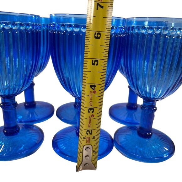 Vtg Le Cadeaux Blue Milano Wine Goblet Set of 6 Glasses Polycarbonate Taiwan - Picture 7 of 8